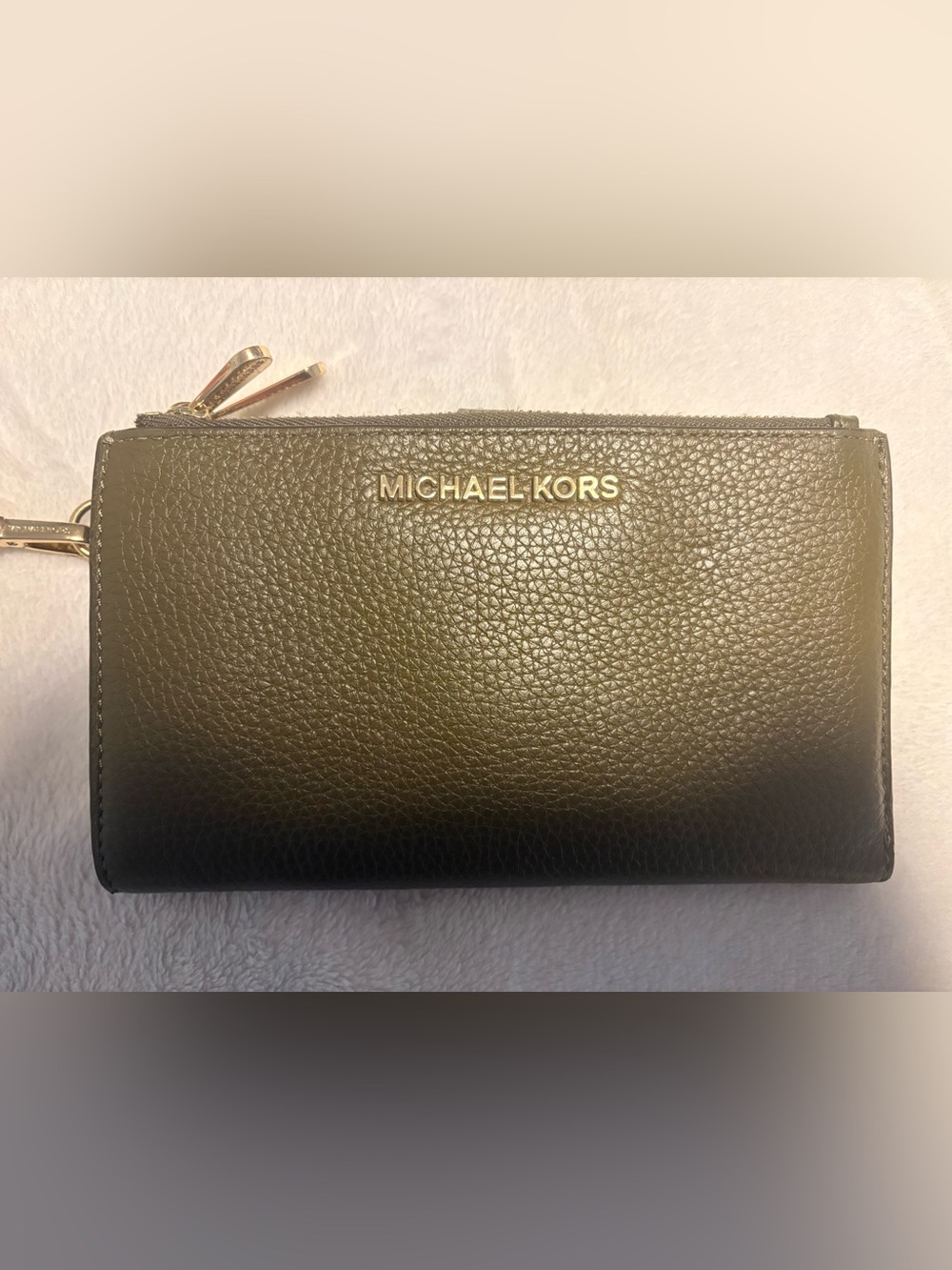 Michael Kors Olive Leather Zip Wallet Wristlet